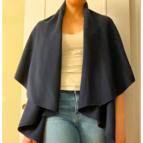 Moth Anthropologie Womens Blue Shawl vest Cardigan One size fits all Cape - Picture 1 of 6